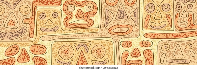 Abstract creatures in ethnic style  vector banner