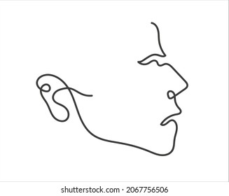 Abstract creepy weird surrealist line face portrait. Minimal illustration vector design.