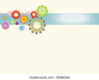 abstract creme background with colorful blossoms
