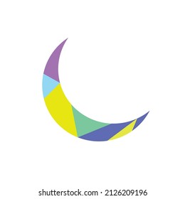 abstract crescent moon icon , simple with color