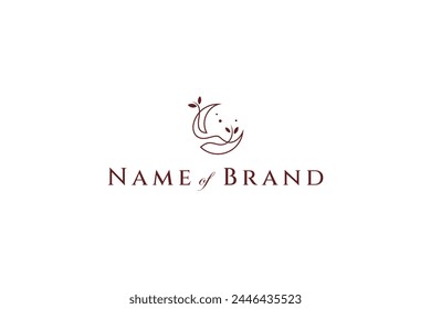 Logotipo de luna creciente Abstractas con hojas
