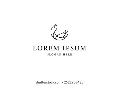 logotipo da lua crescente abstrato em estilo de design de arte em linha