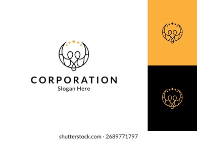 Abstract crescent moon in minimal line art design style