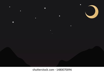 abstract Crescent Moon on night background vector illustration