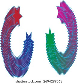 Abstract crescent star logo design, modern gradient vector icon.