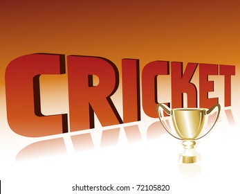 abstract cricket background with isolated golden trophy, illustration