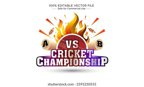 Abstract Cricket Championship Banner Design. Sport, Leagues, tournament, team a vs b competitions concept.