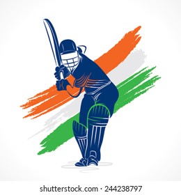 abstract cricket player design by brush stroke vector