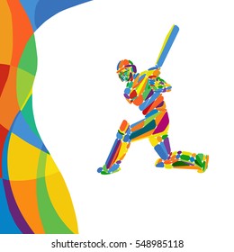 Abstract cricket player vector color illustration