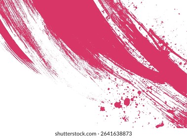 Abstract crimson brushstroke background with dynamic texture and splatter elements for modern design purposes