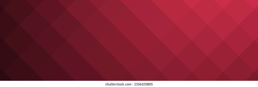 Abstract Crimson Gradient Diagonal Square Mosaic Banner Background. Vector Illustration.