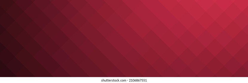 Abstract Crimson Gradient Diagonal Square Mosaic Banner Background. Vector Illustration.