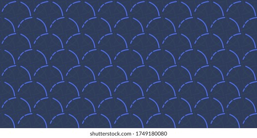 Abstract criss cross line shape motif pattern common geometric background. Monochrome blue traditional geometrical design ornament all over print block.