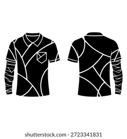 Ilustración vectorial de la silueta de la camisa del polo del patrón de la línea cruzada Abstractas con el detalle envuelto de la manga para la ropa deportiva artística y el diseño de la industria de la moda