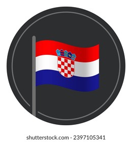 Resumen Icono plano de la bandera de Croacia en círculo aislado en fondo blanco