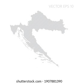 Abstract Croatia map with gray diagonal lines. Croatia stripes map. Vector illustration EPS10.