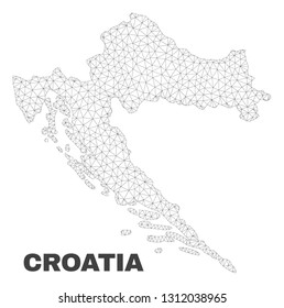 Abstract Croatia map isolated on a white background. Triangular mesh model in black color of Croatia map. Polygonal geographic scheme designed for political illustrations.
