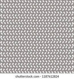 Abstract crochet texture. Decorative pattern with white spots in horizontal rows on a gray background. Vector illustration. 