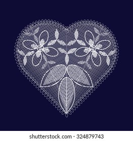 Abstract crocheted heart illustration vector design.