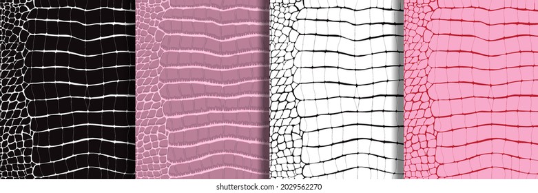 Abstract Crocodile Skin Seamless Patterns Set