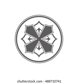 Abstract cross, black cross icon