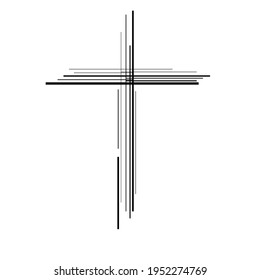 Abstract cross. Christian Symbol. Sign of lines. Vector