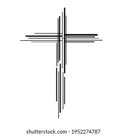 Abstract cross. Christian Symbol. Sign of lines. Vector