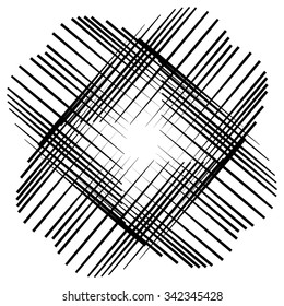 Abstract cross element made of pointed lines. X shape, Vector art.