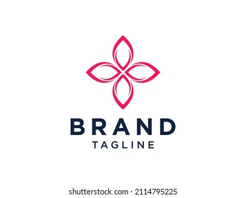 Abstract Cross Flower Logo. Usable for Nature, Salon, Spa, Cosmetic and Beauty Logos. Flat Vector Logo Design Template Element.