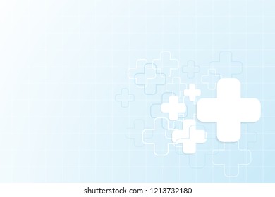 Abstract cross healthy symbol. Technology and science background. Soft blue color vector illustration.