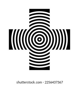 Icono de la cruz abstracta. Elemento de diseño en blanco y negro. Arte vector.