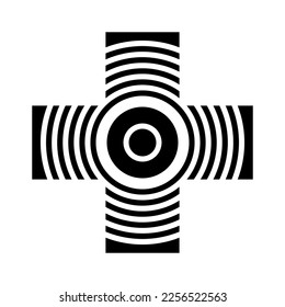 Icono de la cruz abstracta. Elemento de diseño en blanco y negro. Arte vector.