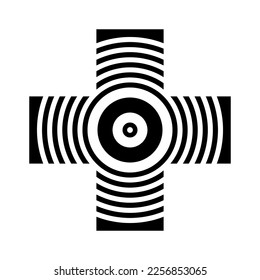 Abstract Cross Icon. Black and White Design Element. Vector Art.
