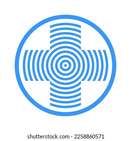 Abstract Cross Icon. Blue Design Element. Vector Art.