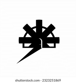 Abstract cross illustration logo design with open door.