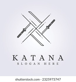 abstract cross katana sword samurai logo sign icon label symbol vector illustration template design