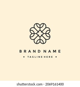 Plantilla de diseño de logotipo cruzado abstracto. signo más. Icono de vector de flor universal