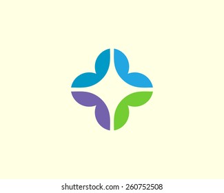 Abstract cross logo design template. Colorful plus sign. Universal flower vector icon