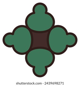 Abstract cross shape decor. Rectangular geometrical ornament. Isolated vector illustration.