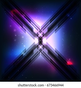 abstract cross shape on cosmic galaxy space background design