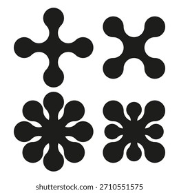 Abstractas Formas cruzadas. Patrón geométrico de la burbuja. Elementos de Vector de flores orgánicos. Conjunto de diseño simple negro. EPS 10.