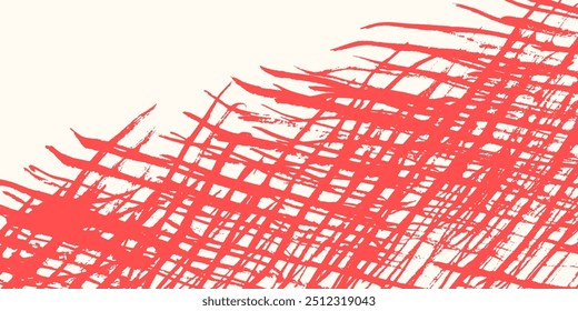 Abstract cross striped red textured brush strokes background. Grunge scarlet paintbrush texture for fire and flame concept, banner, surface, poster design