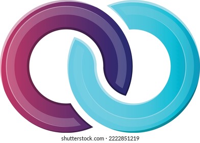 Abstract crossed circle logo illustration in trendy and minimal style isolated on background