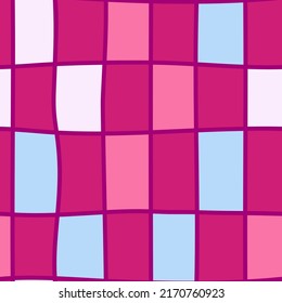 Abstract crossed lines grid seamless pattern. Hand drawn plaid endless wallpaper. Checkered background. Design for fabric, textile print, wrapping, cover. Vector illustration