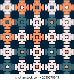  Abstract crosses geometric seamless texture background. Vector illustration