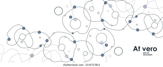 Abstract crossing contour on banner background. Pattern abstract connected shapes with dots. Pattern amorphous minimalist design. Vector illustration.