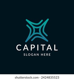 abstract crossroads capital logo design vector illustration