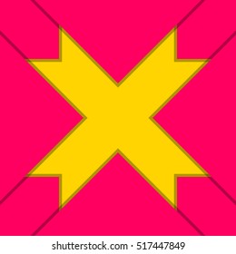 Abstract crossroads pink with yellow arrows, vector seamless pattern