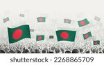 Abstract crowd with flag of Bangladesh. Peoples protest, revolution, strike and demonstration with flag of Bangladesh. Vector illustration.