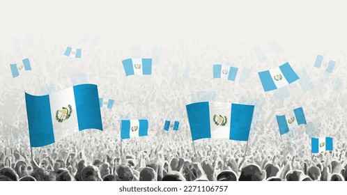 Abstract crowd with flag of Guatemala. Peoples protest, revolution, strike and demonstration with flag of Guatemala. Vector illustration.